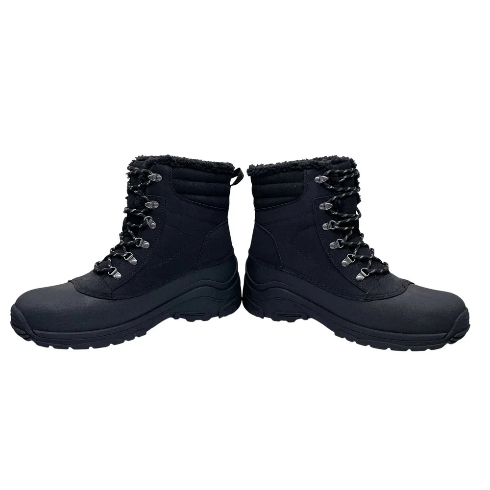 All in Motion Men's Black Faux Fur Lined Winter Snow Boots Size‎ 12